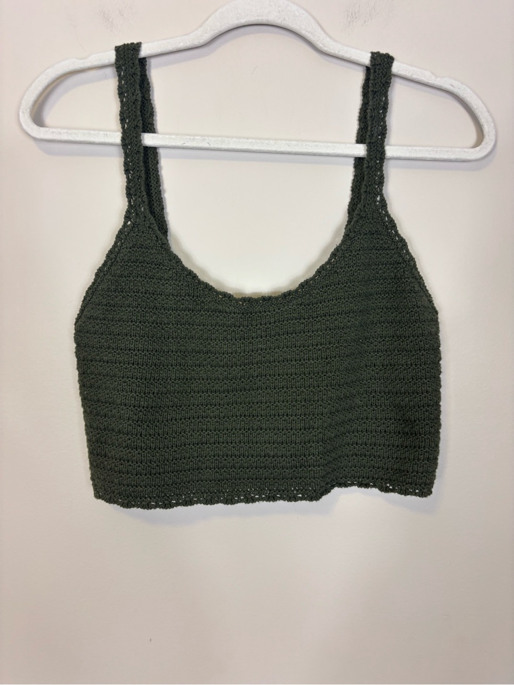 Aerie Olive Green Crochet Crop Tank Top Size Small